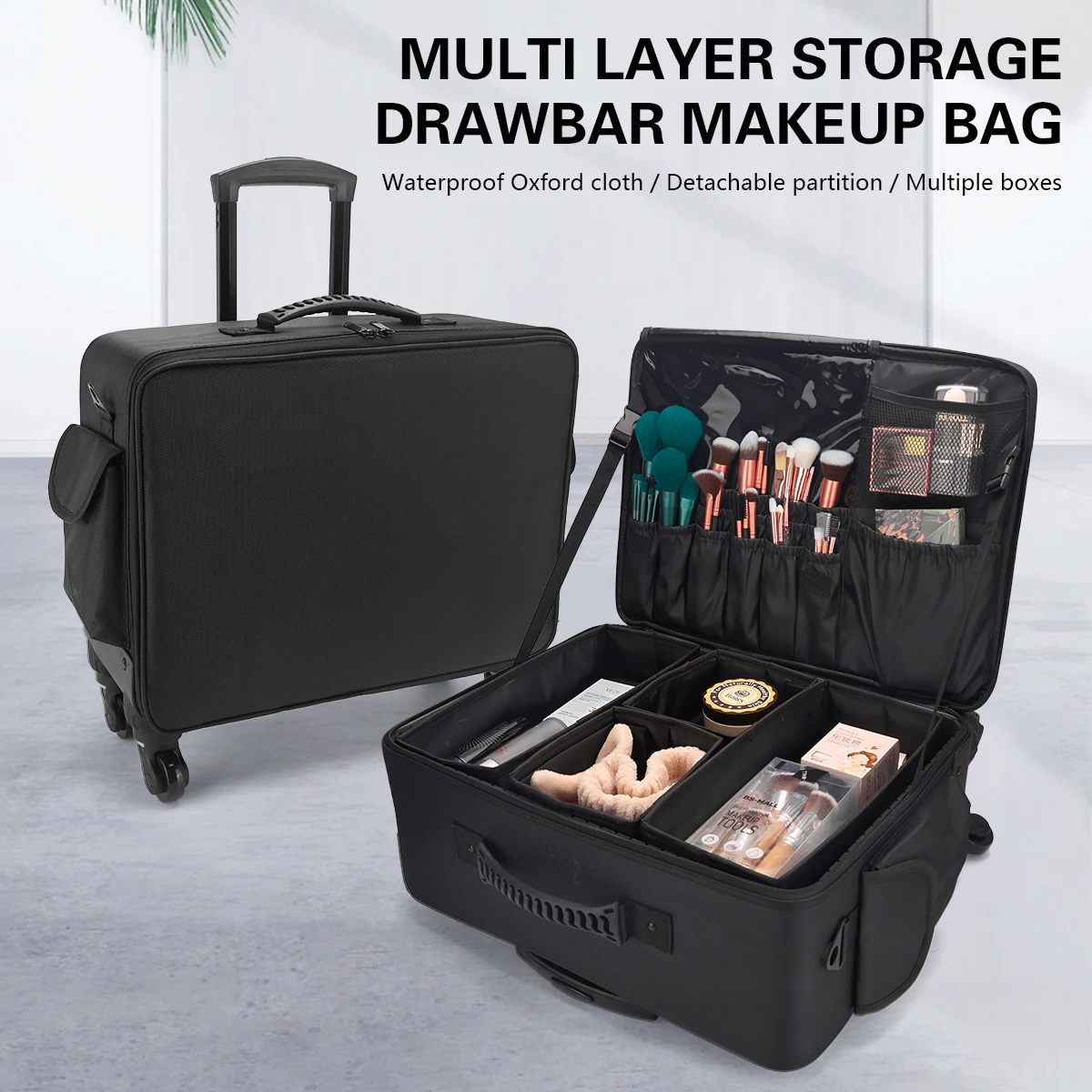 Beauty Makeup Trolley - 전문 이발사 트롤리 케이스 대용량 수납