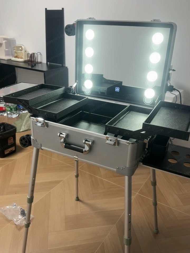 Beauty Makeup Trolley - 22인치 트롤리 여행 가방 LED 조명