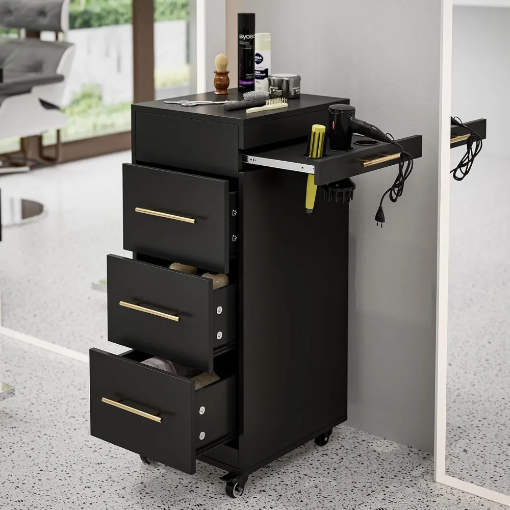 Beauty Makeup Trolley - 미용실 트롤리, 3개의 헤어 드라이어 홀더가