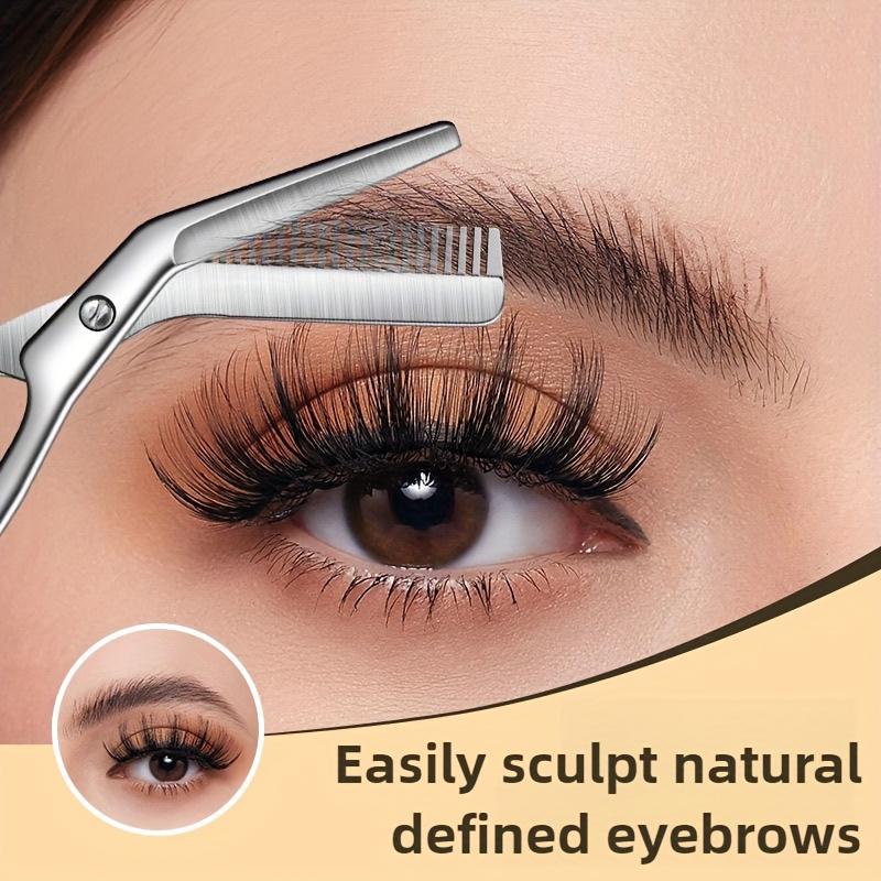 Beauty Works Makeup - 빗이 내장된 스테인레스 스틸 눈썹 가위,