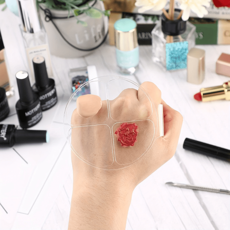 Beauty Makeup Foundation - 아크릴 원형 4칸 컬러 믹싱 플레이트,