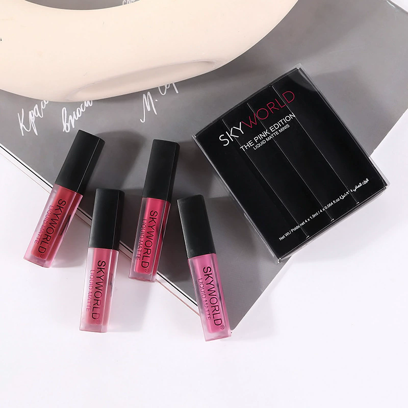 Huda Beauty Makeup Set - 4pcs 립스틱 세트 매트 립글로스 방수