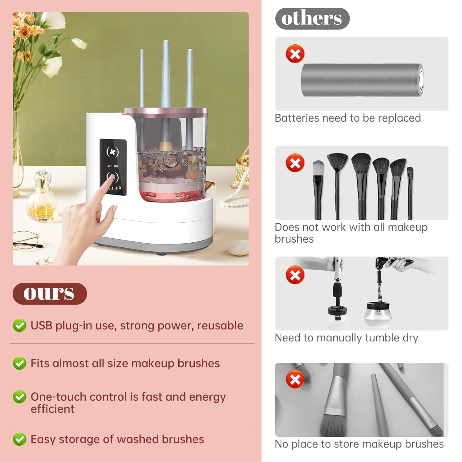 자동 회전 메이크업 브러쉬 세척기 빠른 건조 전동 고무 - Makeup Brush Set 리뷰 및 가격