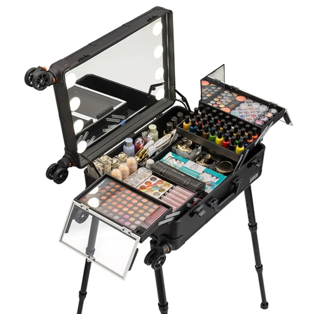 알루미늄 프레임 전문가용 롤링 스튜디오 메이크업 아티스 - Beauty Makeup Trolley 리뷰 및 가격